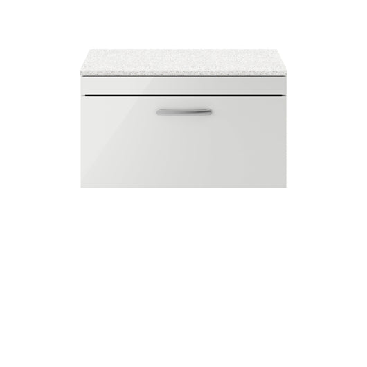  Nuie Athena 800mm Wall Hung Cabinet With Sparkling White Worktop - Gloss Grey Mist - ATH113LSW