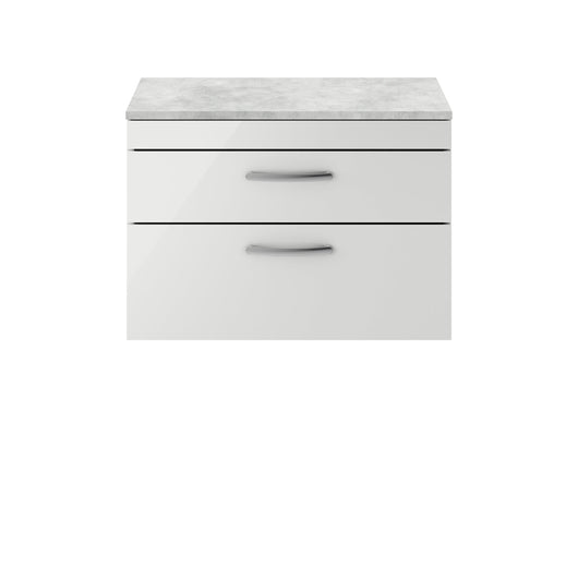  Nuie Athena 800mm Wall Hung Cabinet With Grey Worktop - Gloss Grey Mist - ATH114LBG