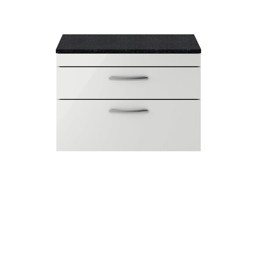  Nuie Athena 800mm Wall Hung Cabinet With Sparkling Black Worktop - Gloss Grey Mist - ATH114LSB