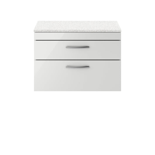  Nuie Athena 800mm Wall Hung Cabinet With Sparkling White Worktop - Gloss Grey Mist - ATH114LSW