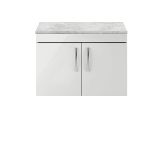  Nuie Athena 800mm Wall Hung Cabinet With Grey Worktop - Gloss Grey Mist - ATH115LBG