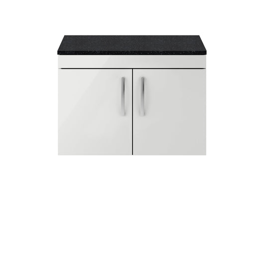  Nuie Athena 800mm Wall Hung Cabinet With Sparkling Black Worktop - Gloss Grey Mist - ATH115LSB
