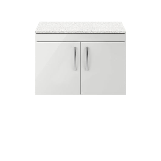  Nuie Athena 800mm Wall Hung Cabinet With Sparkling White Worktop - Gloss Grey Mist - ATH115LSW