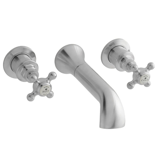  BC Designs Victrion Brushed Chrome Crosshead 3-Hole Wall Bath Filler With Spout