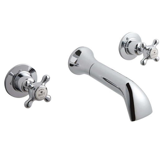  BC Designs Victrion Chrome Crosshead 3-Hole Wall Bath Filler With Spout