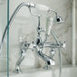 Bayswater Traditional Crosshead Dome Deck Mounted Bath Shower Mixer - White
