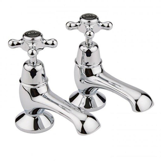  Bayswater Traditional Crosshead Dome Bath Taps - Black