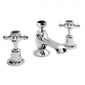 Bayswater Traditional Crosshead Dome 3TH Basin Mixer Tap with Waste - Black