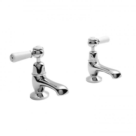  Bayswater Traditional Lever Dome Basin Taps - White