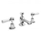 Bayswater Traditional Lever Dome 3TH Basin Mixer Tap with Waste - White