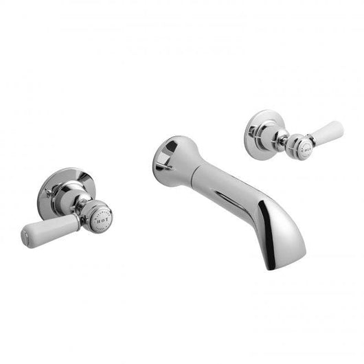  Bayswater Traditional Lever Dome 3TH Wall Bath Filler - White