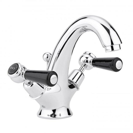  Bayswater Traditional Lever Dome Basin Mono Mixer Tap with Waste - Black