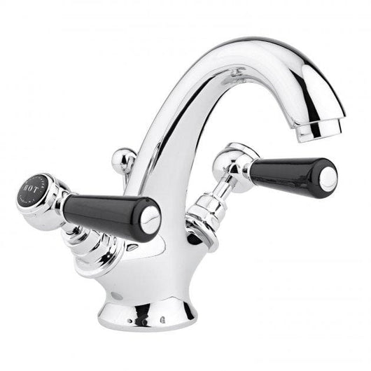 Bayswater Traditional Lever Hex Basin Mono Mixer Tap with Waste - Black