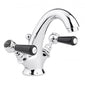 Bayswater Traditional Lever Hex Basin Mono Mixer Tap with Waste - Black