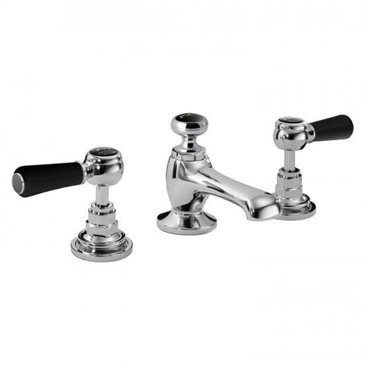  Bayswater Traditional Lever Hex 3TH Basin Mixer Tap with Waste - Black