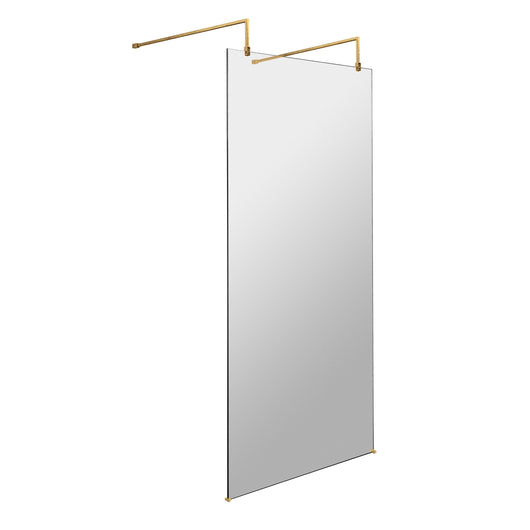  Hudson Reed 900mm Wetroom Screen With Arms and Feet - Brushed Brass