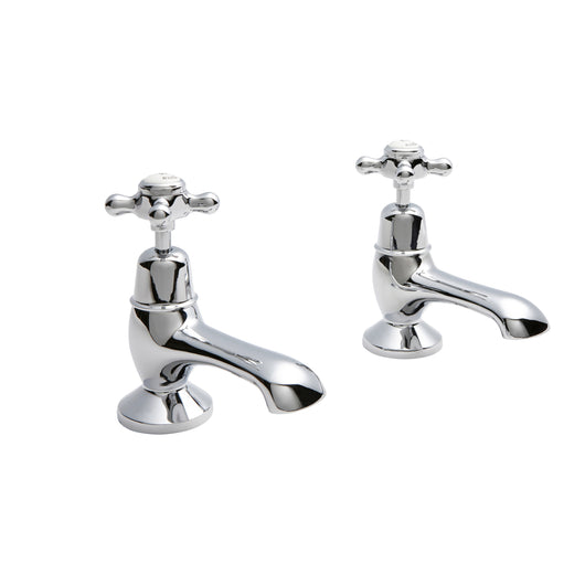  Hudson Reed White Topaz With Crosshead Bath Taps - Chrome / White - BC302DX