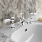 Hudson Reed White Topaz With Lever 3 Tap Hole Basin Mixer - Chrome / White - BC307DL