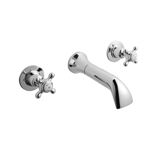  Hudson Reed White Topaz With Crosshead 3 Tap Hole Wall Mounted Basin Mixer - Chrome - BC317DX