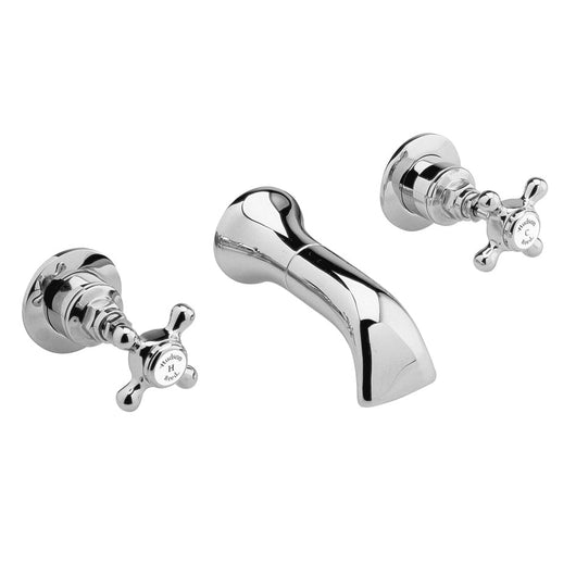  Hudson Reed White Topaz With Crosshead 3 Tap Hole Wall Mounted Basin Mixer - Chrome - BC317HX