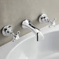 Hudson Reed White Topaz With Crosshead 3 Tap Hole Wall Mounted Basin Mixer - Chrome - BC317HX