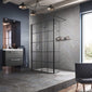 Trieste 1950 X 700Mm Matt Black Grid Wetroom Screen With Support Bar - 8Mm Glass Wet Room Screens