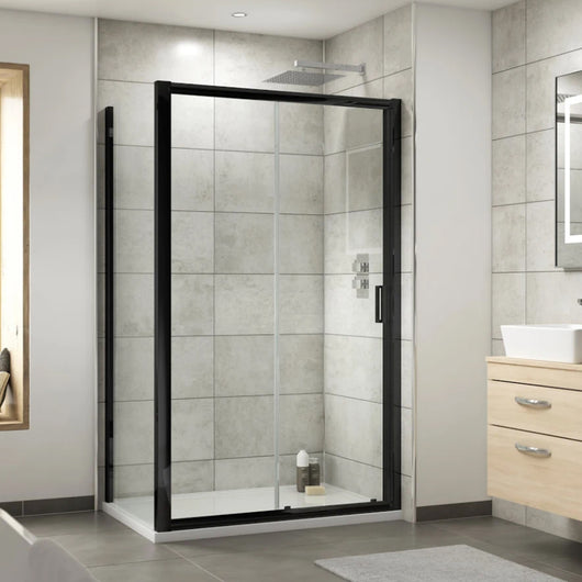  ShowerWorx Atlantic Matt Black 1000 x 900mm Sliding Shower Enclosure - 6mm Glass
