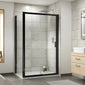 ShowerWorx Atlantic Matt Black 1000 x 900mm Sliding Shower Enclosure - 6mm Glass