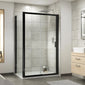 ShowerWorx Atlantic Matt Black 1000 x 800mm Sliding Shower Enclosure with Slate Tray- 6mm Glass