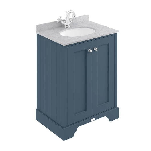  Bayswater 600mm Vanity & Single Bowl Marble Top - Stiffkey Blue - welovecouk