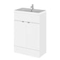 Hudson Reed Fusion Floorstanding Vanity Unit & Ceramic Basin 600mm (2 Door) - Gloss White