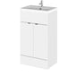 Hudson Reed Fusion Floorstanding Vanity Unit & Polymarble Basin 500mm (2 Door) - Gloss White