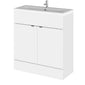 Hudson Reed Fusion Floorstanding Vanity Unit & Ceramic Basin 800mm (2 Door) - Gloss White