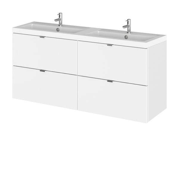 Hudson Reed Fusion Wall Hung Vanity Unit & Polymarble Basin 1200mm (4 ...