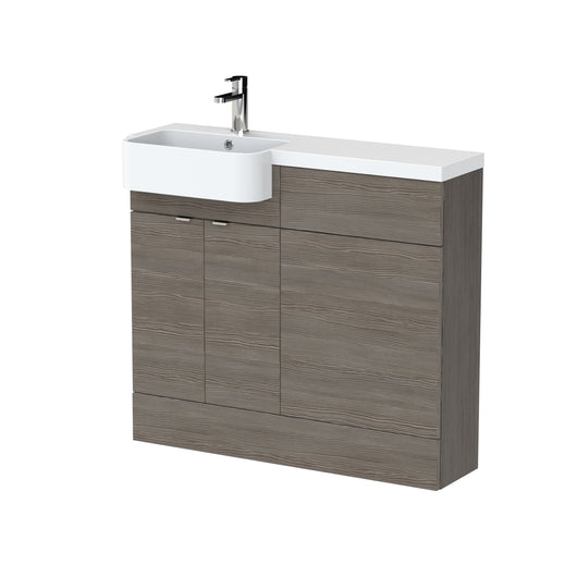  Hudson Reed Fusion Floorstanding Combination Unit & Semi Recessed Round Basin 1000mm (2 Door) - Anthracite Woodgrain
