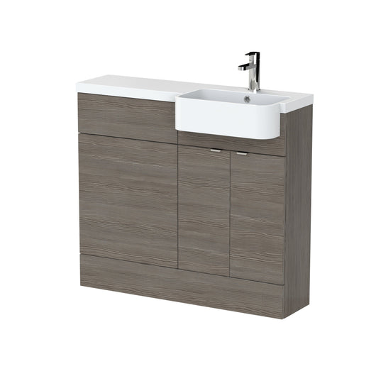  Hudson Reed Fusion Floorstanding Combination Unit & Semi Recessed Round Basin 1000mm (2-Door) - Anthracite Woodgrain - welovecouk