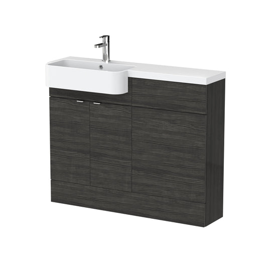  Hudson Reed Fusion Floorstanding Combination Unit & Semi Recessed Round Basin 1100mm (2 Door) - Charcoal Black