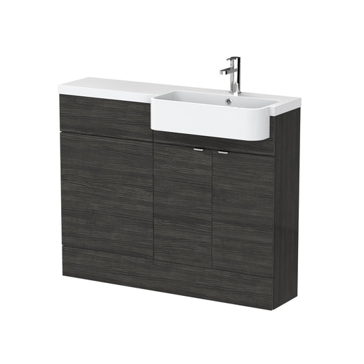  Hudson Reed Fusion Floorstanding Combination Unit & Semi Recessed Round Basin 1100mm (2-Door) - Charcoal Black - welovecouk