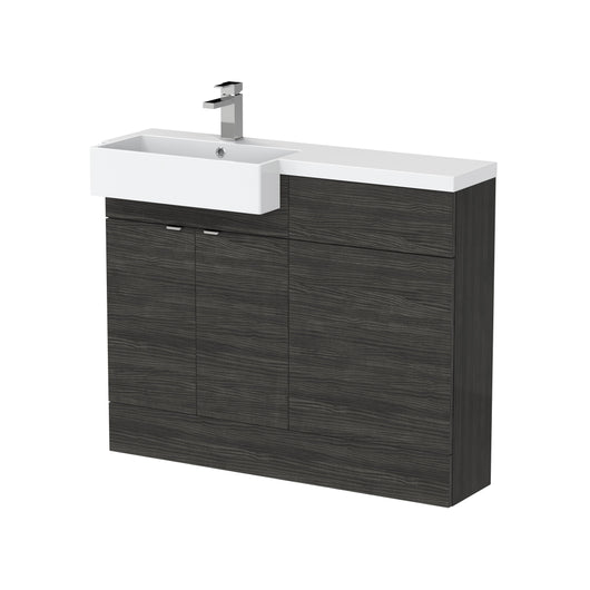  Hudson Reed Fusion Floorstanding Combination Unit & Semi Recessed Square Basin 1100mm (2 Door) - Charcoal Black