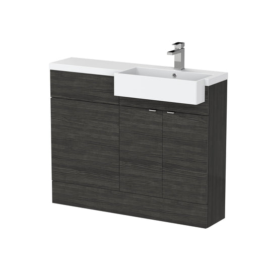  Hudson Reed Fusion Floorstanding Combination Unit & Semi Recessed Square Basin 1100mm (2-Door) - Charcoal Black - welovecouk