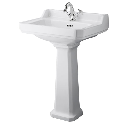  Hudson Reed Richmond 600mm Basin & Pedestal (1 Tap Hole) - White