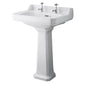 Hudson Reed Richmond 600mm Basin & Pedestal (2 Tap Hole) - White