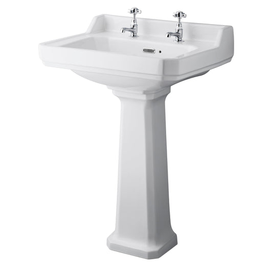  Hudson Reed Richmond 600mm 2TH Basin & Comfort Height Ped - White