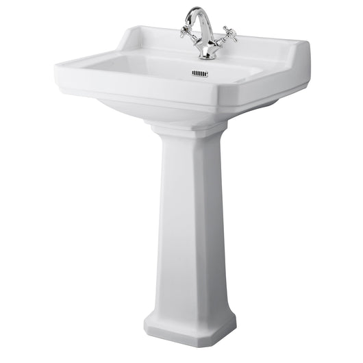  Hudson Reed Richmond 600mm 1TH Basin & Comfort Height Ped - White