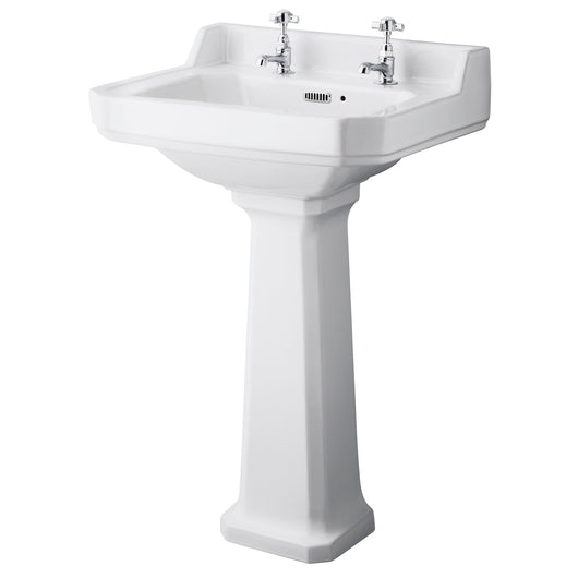  Hudson Reed Richmond 560mm 2TH Basin & Comfort Height Ped - White