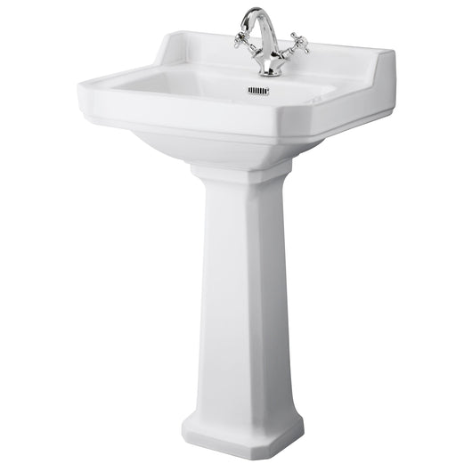  Hudson Reed Richmond 560mm 1TH Basin & Comfort Height Ped - White