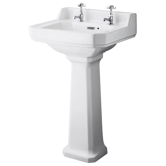  Hudson Reed Richmond 500mm 2TH Basin & Comfort Height Ped - White