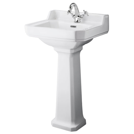  Hudson Reed Richmond 500mm 1TH Basin & Comfort Height Ped - White
