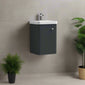 Nuie Core 400mm Wall Hung 1-Door Vanity Unit & Basin - Soft Black - welovecouk