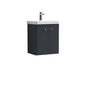 Nuie Core 500mm Wall Hung 2-Door Vanity Unit & Basin - Soft Black - welovecouk